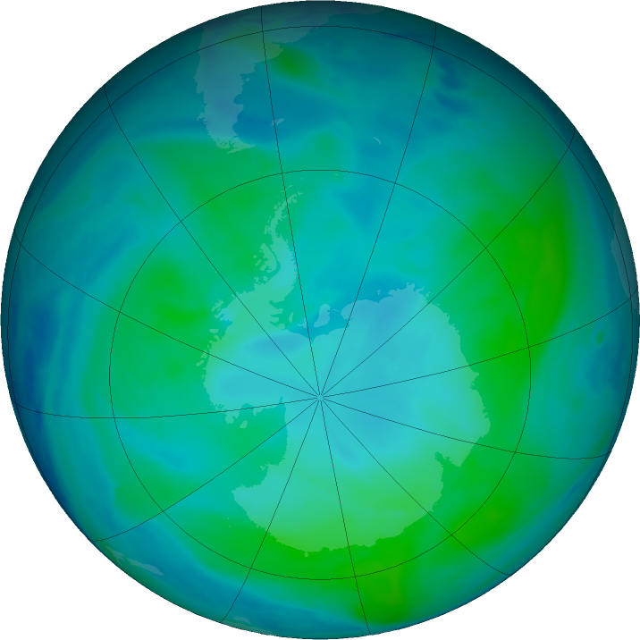 Antarctic ozone map for 13 January 2023